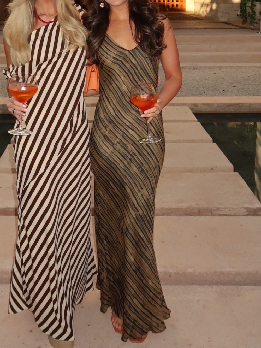 DISSH Olive Green and Black Striped Maxi Dress